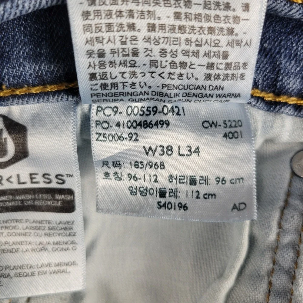 Levis 559 Jeans Mens 38x34 Blue Relaxed Straight Leg Mid Rise Stretch Denim
